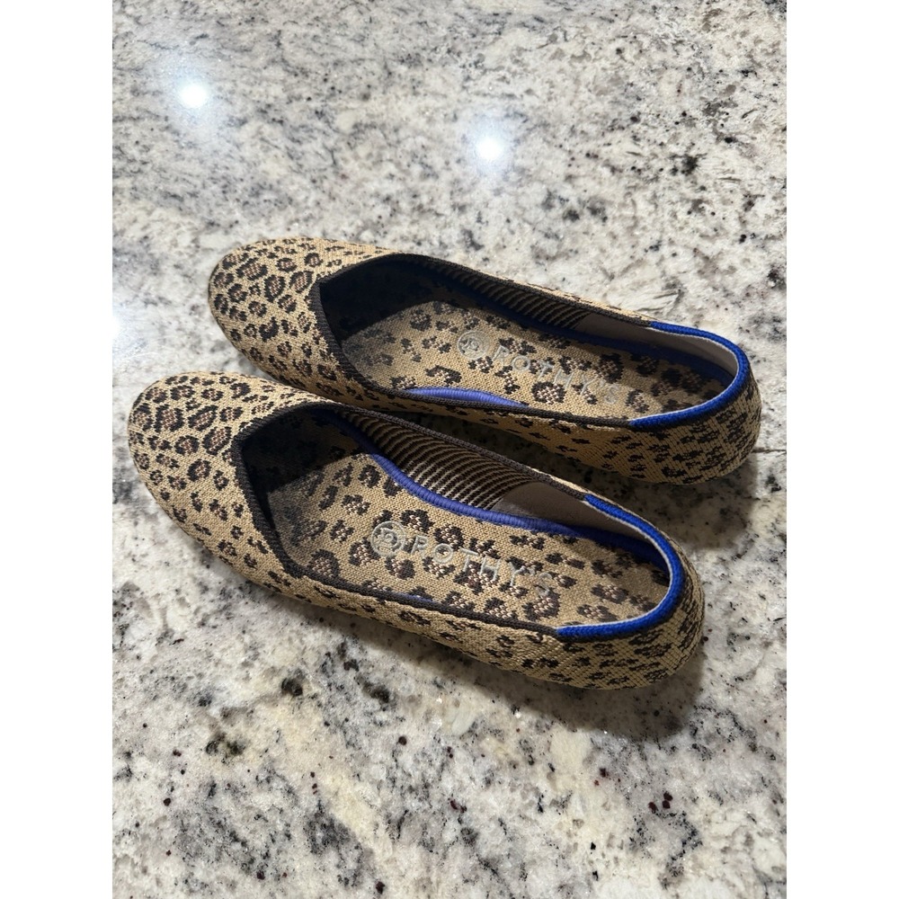 Rothy's the Point Leopard Cheetah Animal Print Ballet Flat Shoes Size 8